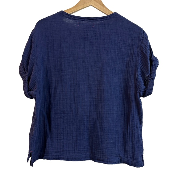 Xirena Savoy Top‎ Navy Cotton Gauze Crinkle Lightweight Pullover Women XS - Picture 7 of 7